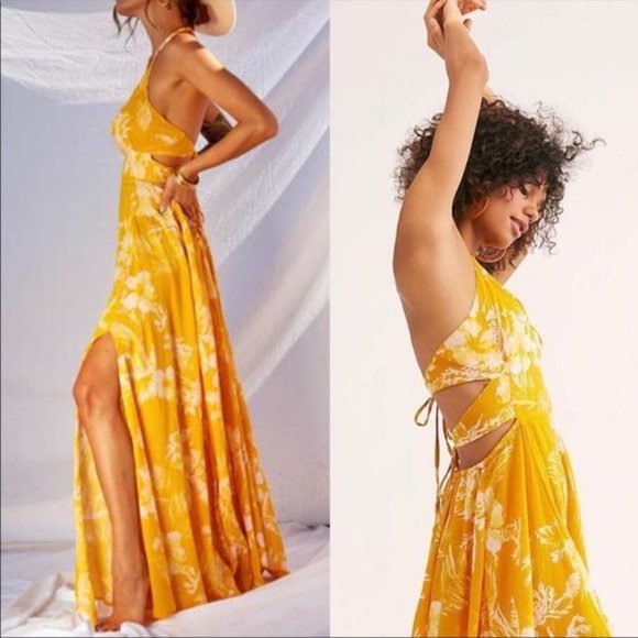 Free People Yellow Floral Maxi Dress - Picture 1 of 12